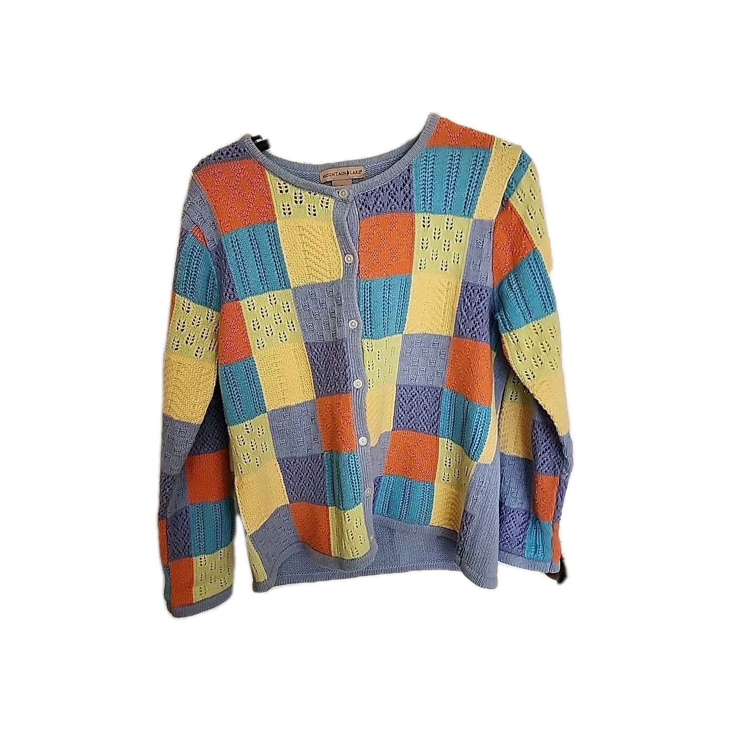 Multicolored patchwork cardigan sweater. Size Sma… - image 2