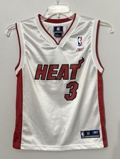 Dwayne Wade 3 Miami Heat Youth Reebok White Sleeveless Jersey Size M 10-12