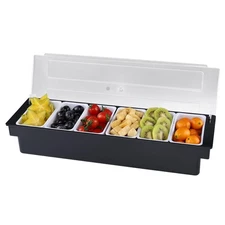 Ice Chilled Condiment Caddy 6 Containers Food Tray Bar Restaurant Organizer