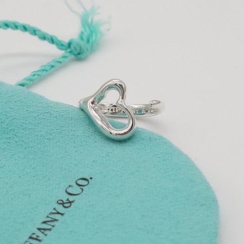 Tiffany & Co. Elsa Peretti Open Heart Ring in 925 Sterling Silver Size 7.5 Pouch - Picture 2 of 18