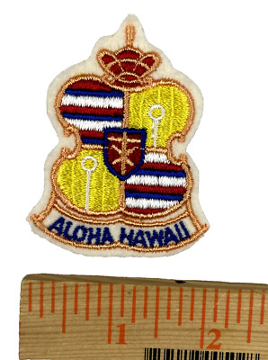 Vintage HAWAII Patch 70s Royal Hawaiian Coat of Arms ALOHA Embroidered