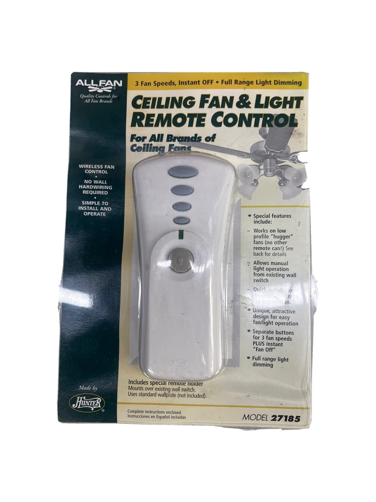 HUNTER Universal Ceiling Fan & Light Remote Control Fan NOS model