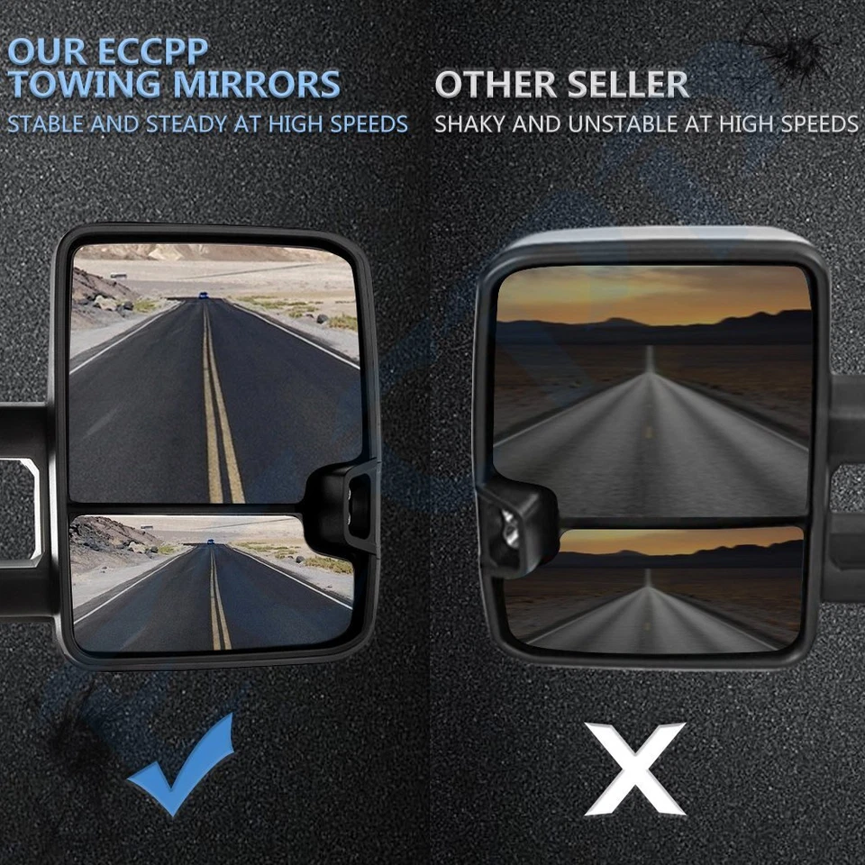 Chrome Tow Mirrors For 07-13 Chevy Silverado Sierra Power Heated LED Signal Pair — 第 3/4 张图片