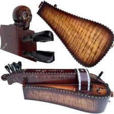 Flames Maple wood 6 strings 23 keys Hurdy Gurdy,Hand Carved Skull, Nice Drawing