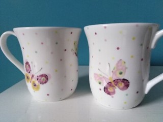 2 Portmeirion Linea Watercolours Bone China Mugs