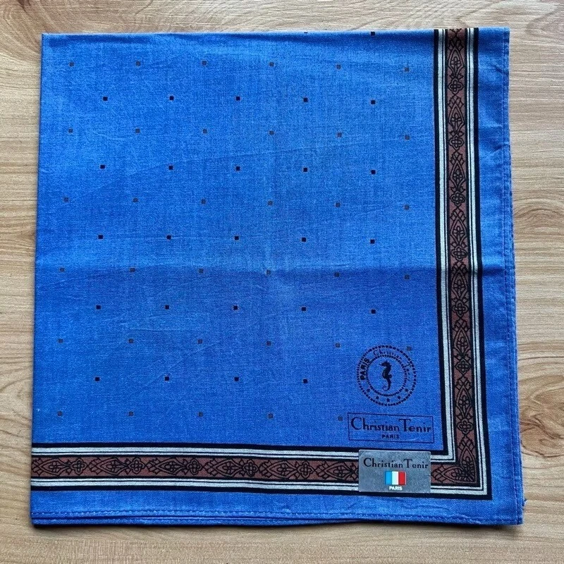 NUEVO PAÑUELO VINTAGE HOMBRE ARTE LUNARES BOLSILLO LISO CUADRADO ALGODÓN 18" Foto 3 de 3