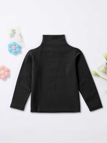 Kids Unisex Warm Tops Long Sleeves Thermal T-shirts Stretchy Mock Neck Underwear - Picture 13 of 29