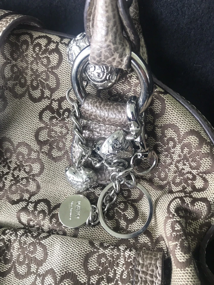 Bolso de mano Kathy Van Zeeland dorado metálico Shopper con llavero ¡Hermoso! Foto 4 de 4