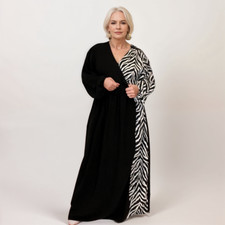 ROCKTHOSECURVES WOMENS DRESS BLACK WRAP OVER MAXI DRESS ZEBRA PANELS PLUS SIZE