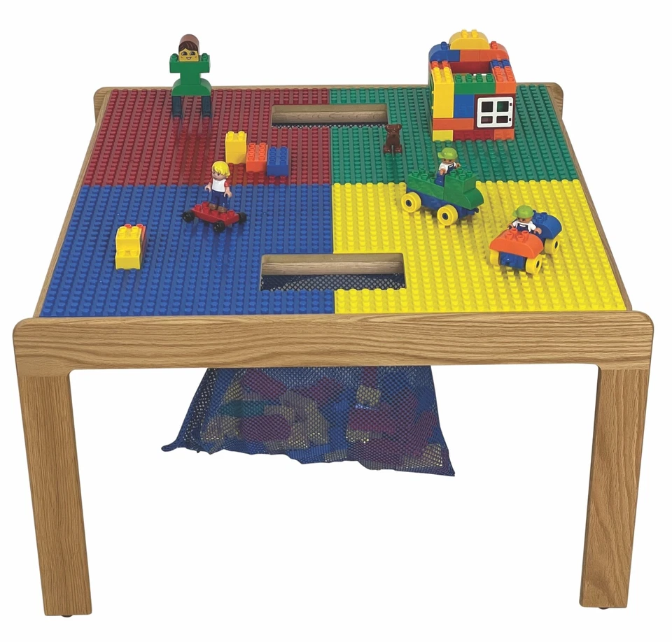 FunTable-Compatible DUPLO block w/Storage AGE 1-5 ALL WOOD-32"x32"-MADE IN USA - Image 2 of 4