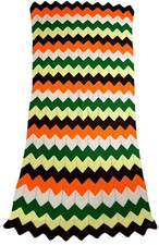 Afghan Crocheted 5 Color Zig Zag Chevron Striped Throw Blanket 83  X 40.5  VTG