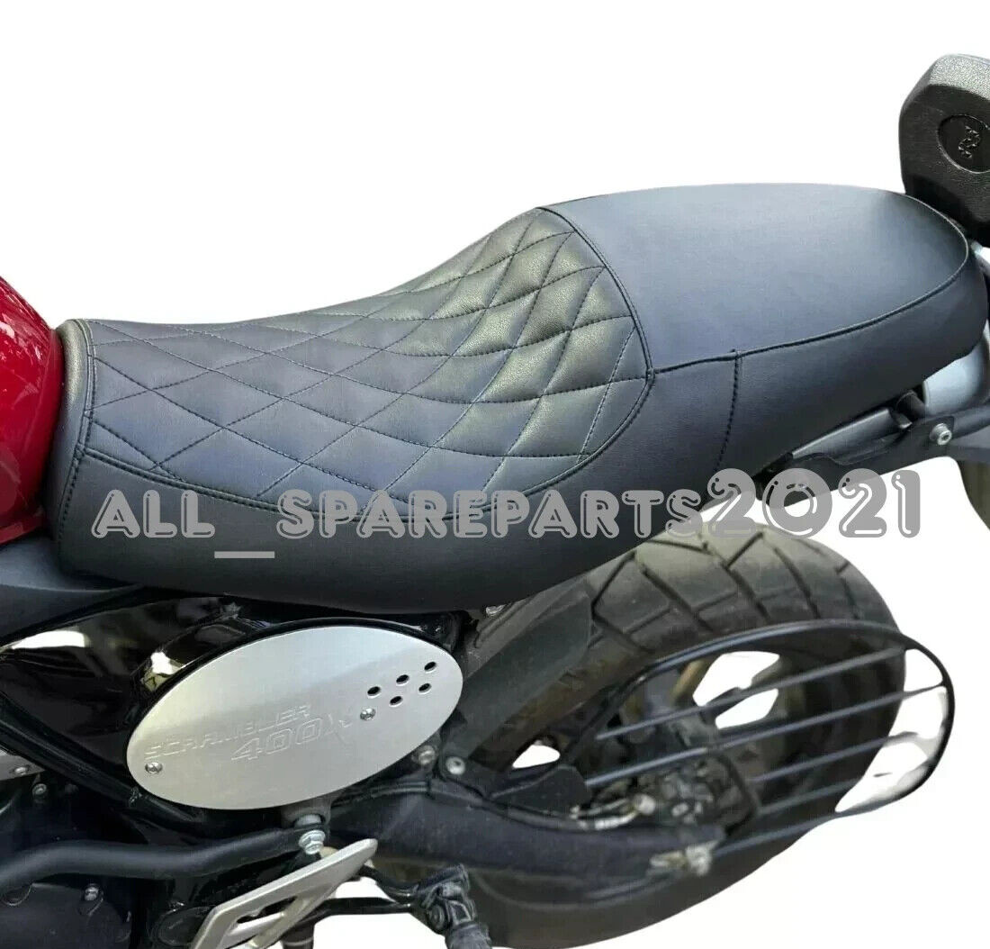 Asiento completo negro con patrón de doble puntada apto para Triumph Scramble...