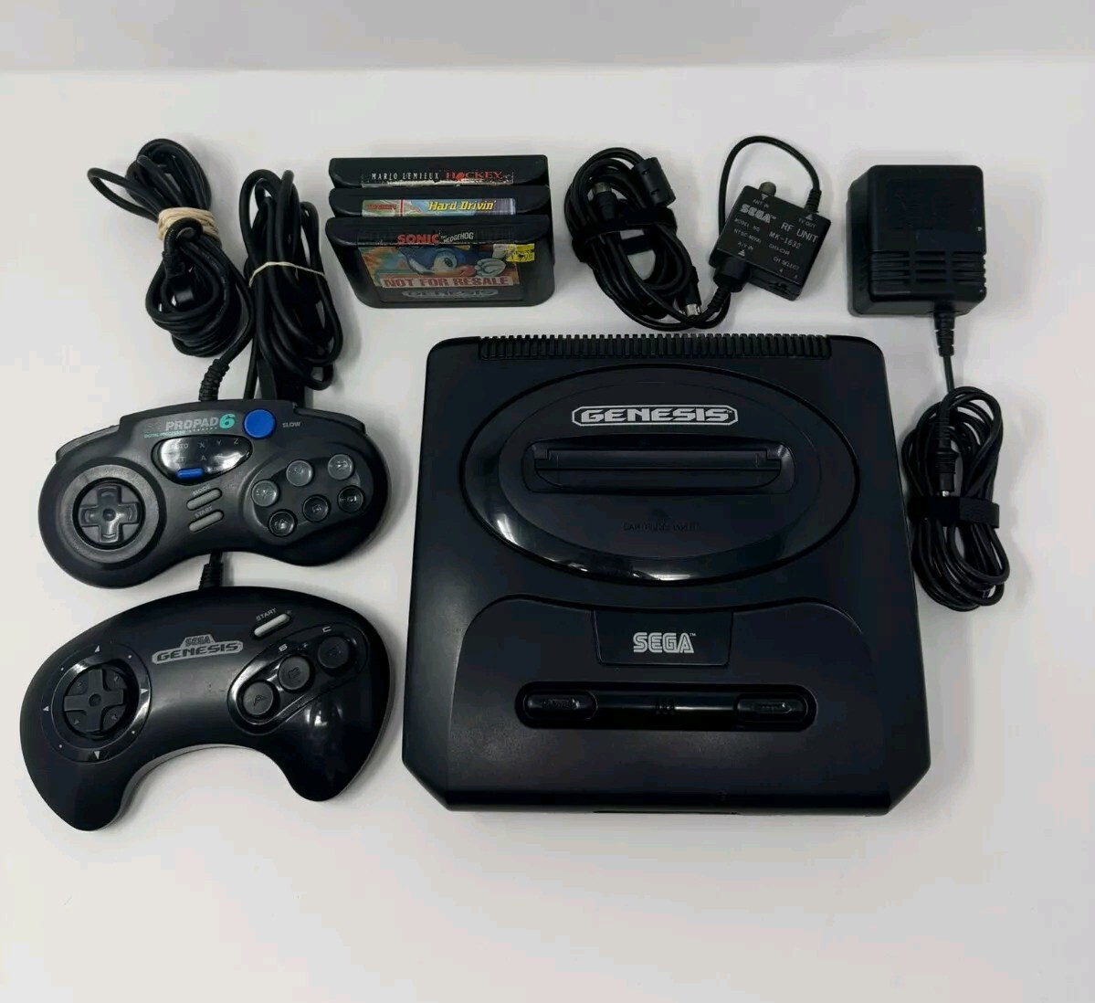 SEGA GENESIS MODEL 2 CONSOLE 3 GAMES SONIC 1 & TWO CONTROLLERS TESTED ...