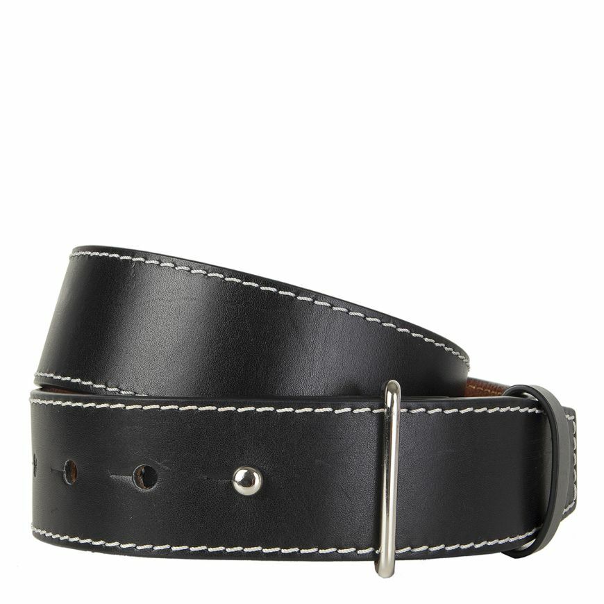 60663 auth ACNE STUDIOS black leather WHITE STITCHING Belt M | eBay