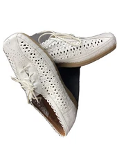 BEACON EUROFLEX Womens 10 M White Fillagree Leather Shoes Lace up Comfort