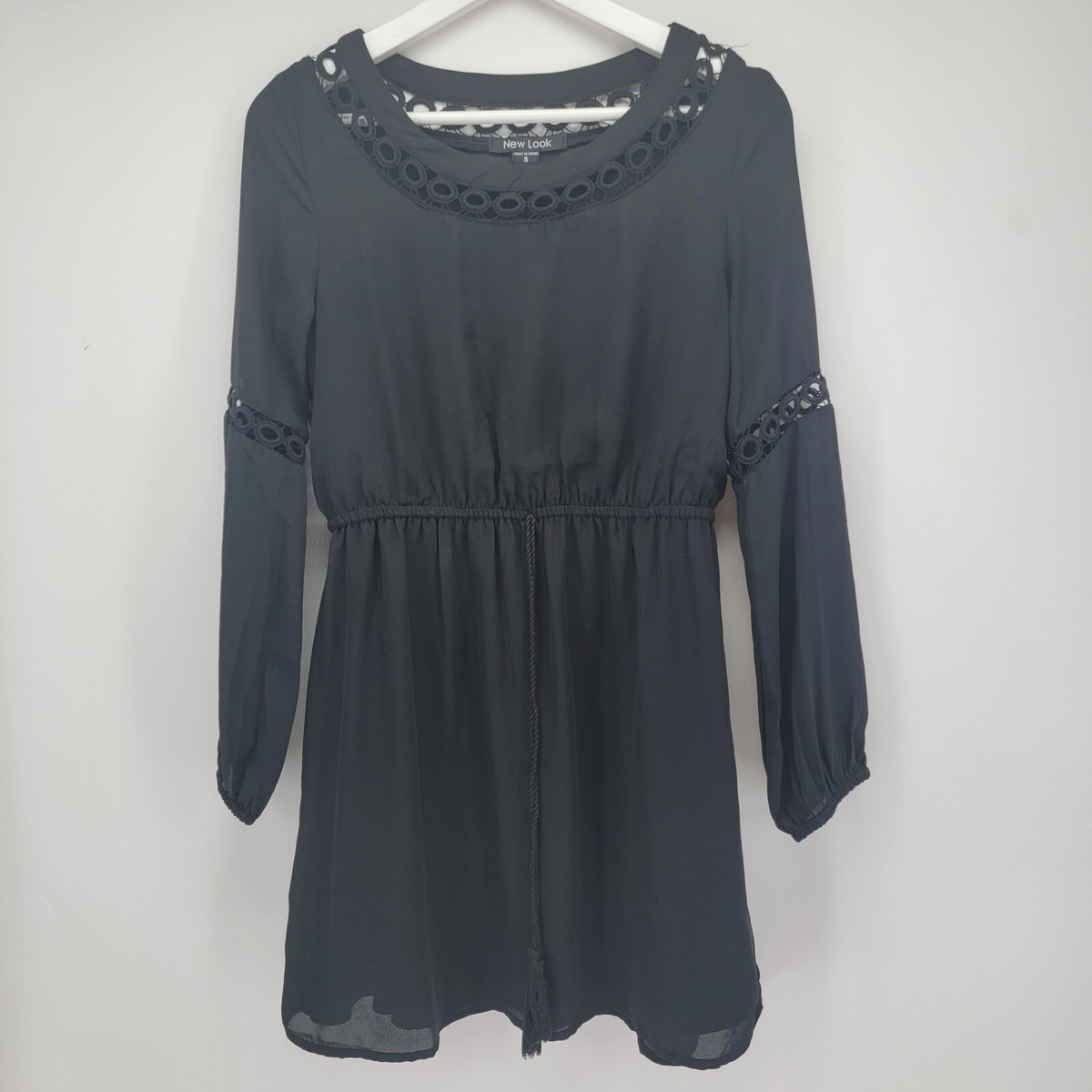 black polka dot dress mini Miss Circle Women's Umika Black Polka Dots Bubble Hem Mini Dress