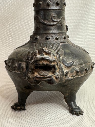 A Superb Antique Chinese Bronze Ritual Wine Vessel with Beast Pattern ~ Marked - Picture 3 of 13