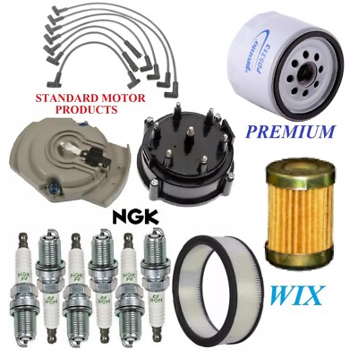 Tune Up Kit Air Oil Fuel Filters Cap Wire Spark Plugs For GMC P25 L6 4.8L 1977