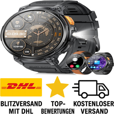 LEMFO Smartwatch Herren 1,85  IP68 120 Sportmodi 730mAh Akku + 3 Armbänder