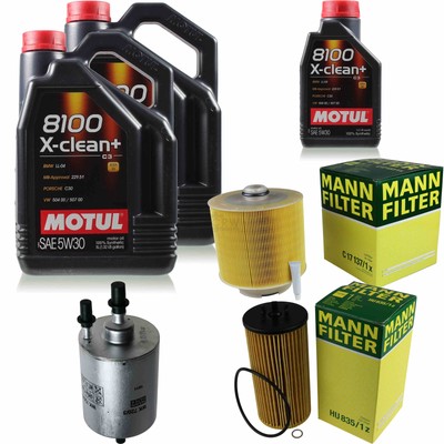 MANN Inspektionspaket 10L Motul 8100 X-clean 5W-30 für Audi A6 Avant 4.2 quattro