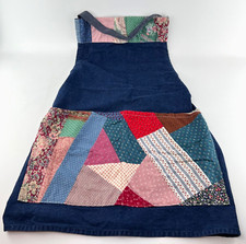 Bib Apron Tie Adjustable Adult Denim Patchwork Art Cooking 2 Pockets READ