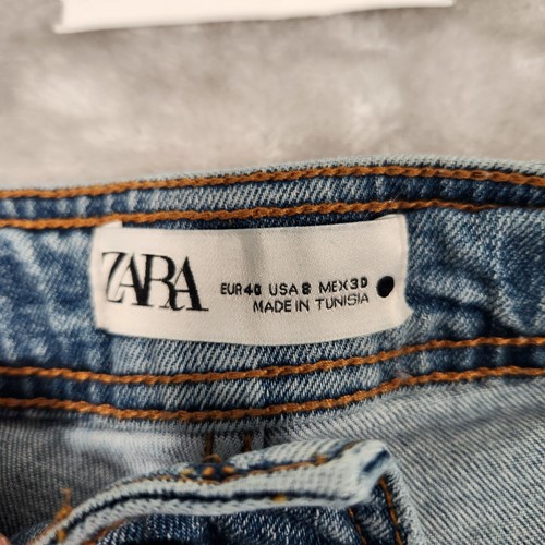 ZARA WOMENS WIDE LEG JEANS HEM FRAYED SIZE USA 8 - (12 AU) - Picture 8 of 12