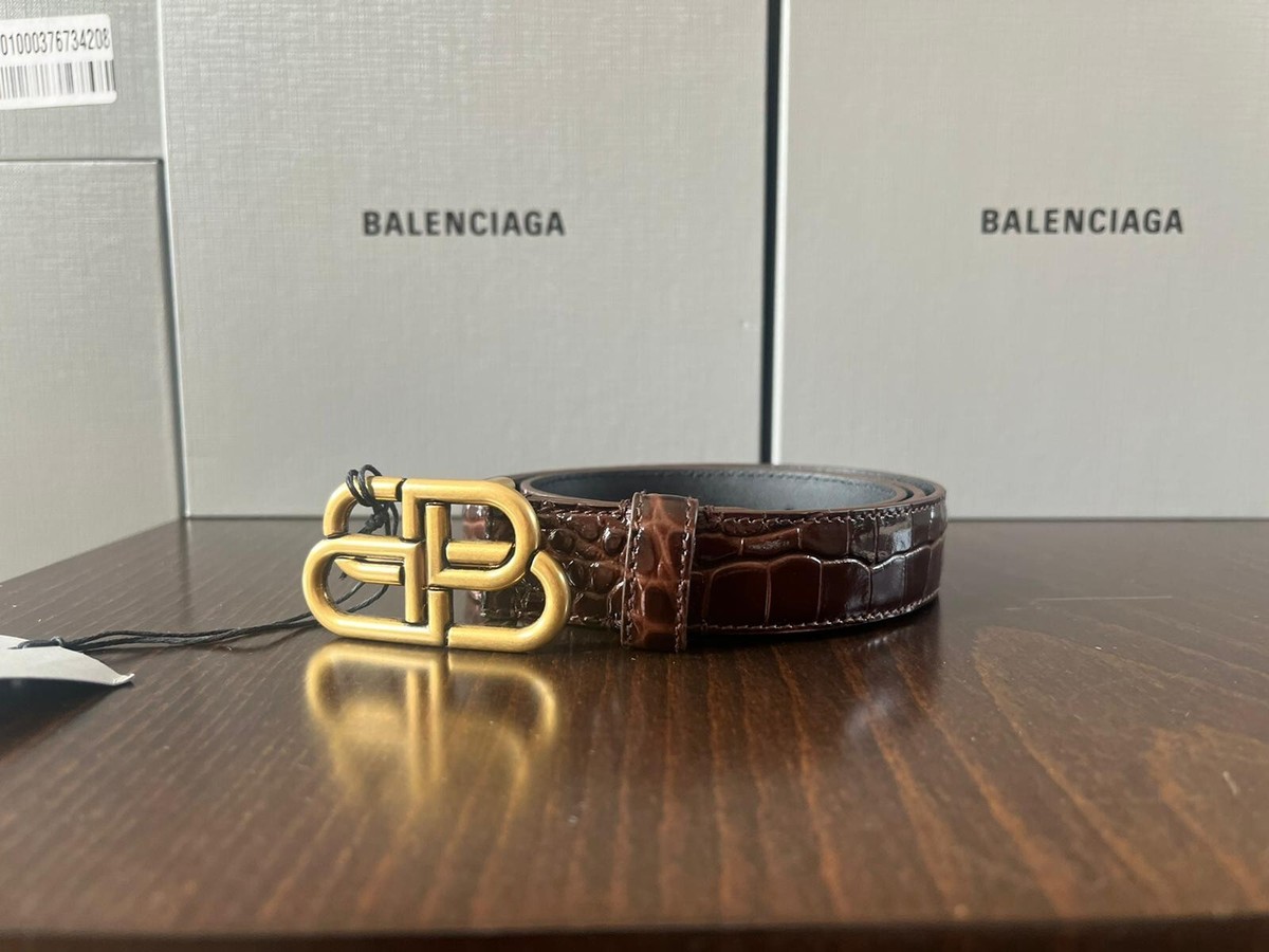 Balenciaga , Unisex Croc Embossed Belt in Brown BNWB 90CM | eBay