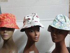 3 Lot Youth Ladies Bucket Beach Hats One Size Fits Most   