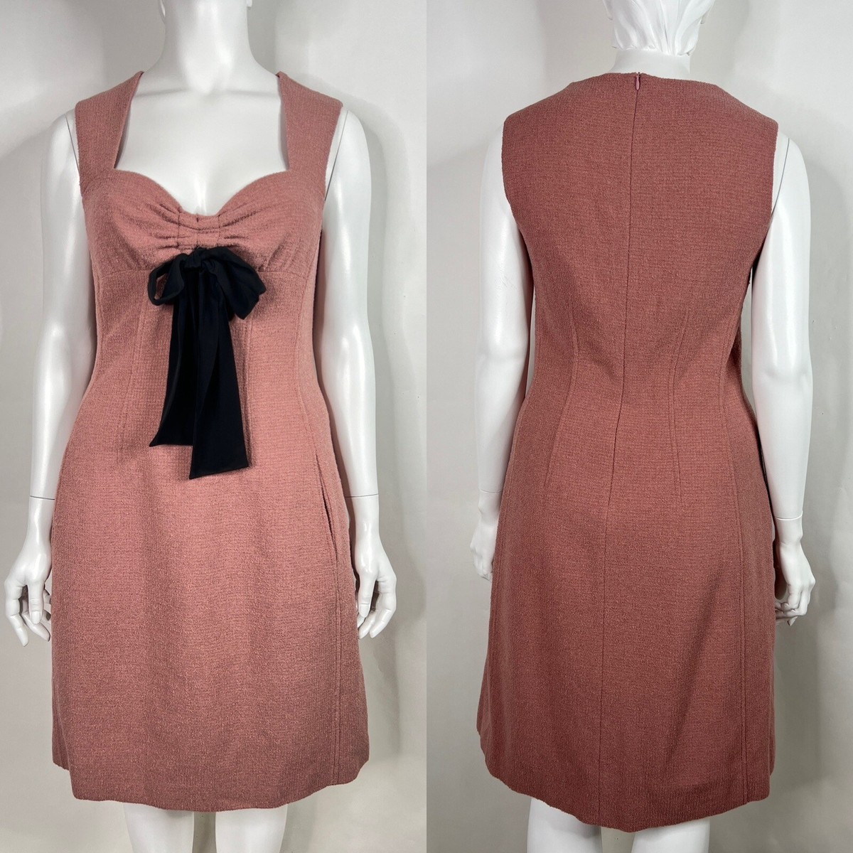 Vtg MOSCHINO CHEAP & CHIC PINK BOUCLE BOW DRESS 46 XL | eBay