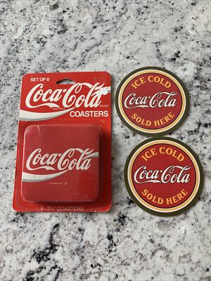 Coca Cola Cork Coasters Red Set 6 NEW + 2 Extra Coasters Cardboard