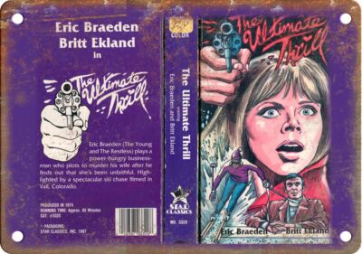 The Ultimate Thrill Vintage VHS Cover Art 12'' x 9'' Reproduction Metal Sign V82