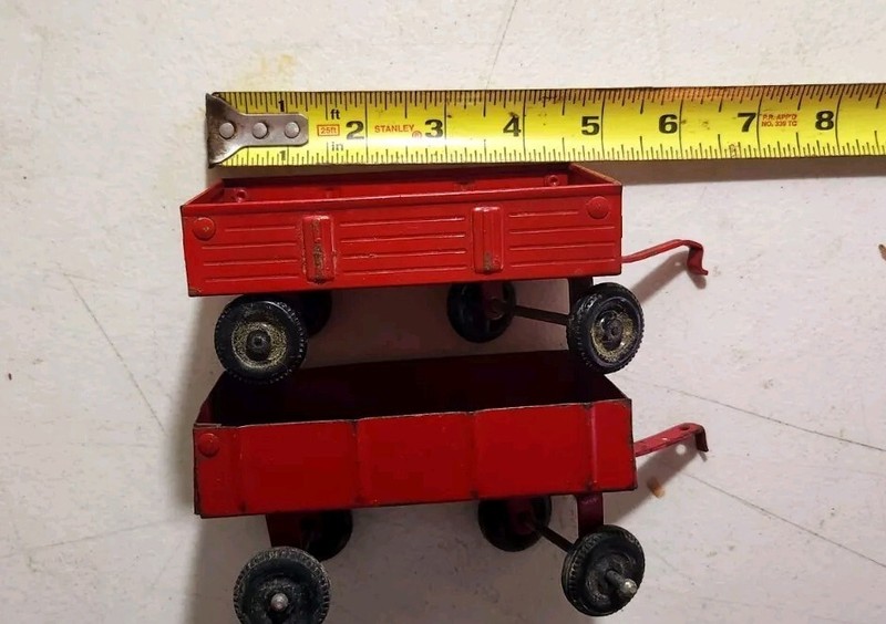 2 Vintage ERTL Cart Dyersville Iowa Red Trailer Old Collectible Toys Antique
