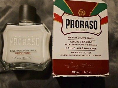 PRORASO Red After Shave Balm | Sandalwood and Shea Oil, Coarse Beards & Dry Skin
