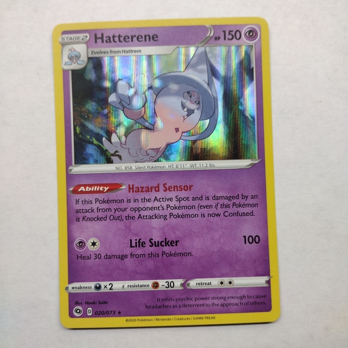 Holo Hatterene 20/73 Rare Champion's Path Pokemon - Same Day Shipping!