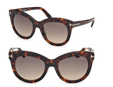 TOM FORD Odette TF1189 52F 53mm Butterfly Sunglasses Dark Havana /Gradient Brown