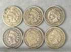 Lot Of 6 Indian Head Penny’s Cent’s 1859 1860 1861 1862 1863 1864  VF Very Fine