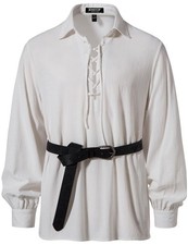 Mens Renaissance Pirate Medieval Lace Up Costume White X-Large