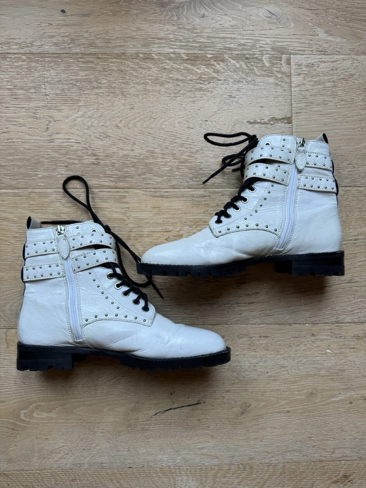 Rebecca Minkoff Jaiden Stud White Combat Boots Sz 9.5 Price Firm - Image 4 of 4