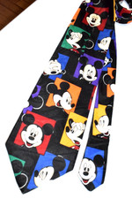 Neck Tie Mickey Mouse Balancine VTG 80s Mickey Goofy Bowling Tie 56" x 3.5"