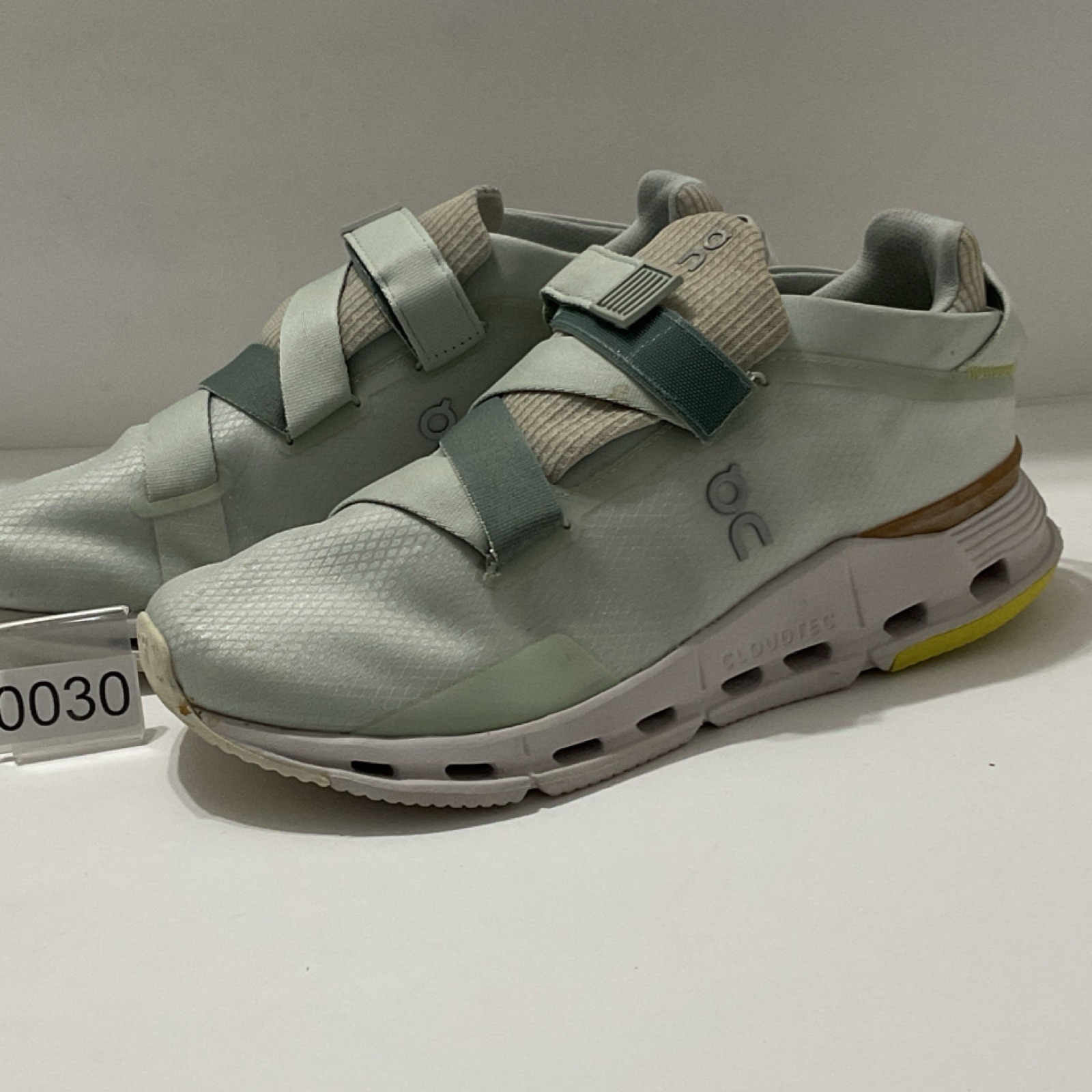 On Cloudnova Hook & Loop Light Green Beige White … - image 2