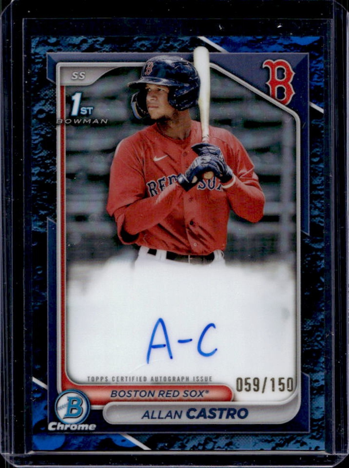 2024 Bowman Allan Castro Chrome Auto Blue Lunar Refractor 1st Prospect #59/150