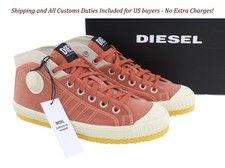DIESEL S-Yuk Mc Men Sneakers EU42.5 Ankle Top Laced Almond Toe Logo RRP  140