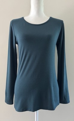 UNIQLO HEATTECH Extra Warm Crew Neck Long Sleeve Top Womens Sz L Dark Teal.