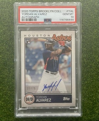 YORDAN ALVAREZ 2020 Topps Brooklyn ON CARD ROOKIE AUTO White /75 PSA 10 Gem Mint