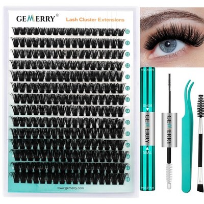 Eyelash Extension Kit Thick Curl Fluffy Clusters Kit With Lash Bond and Seal,...