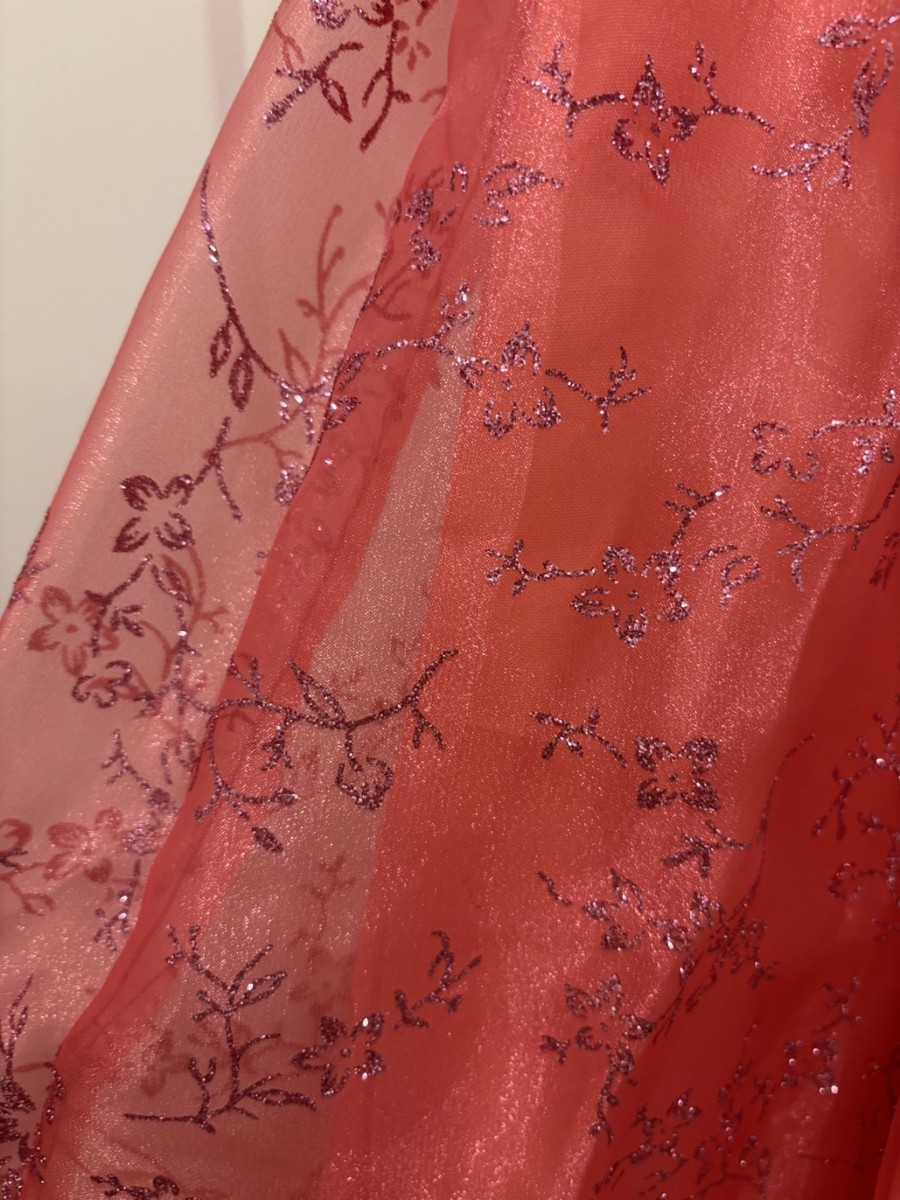 Sparkly Coral Prom Homecoming Dress Size 8 Betsy & Adam by Linda Bernell View 5