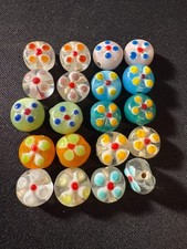 20 Glass Beads, Flowers transparent multicolor pairs B1374  10x4mm