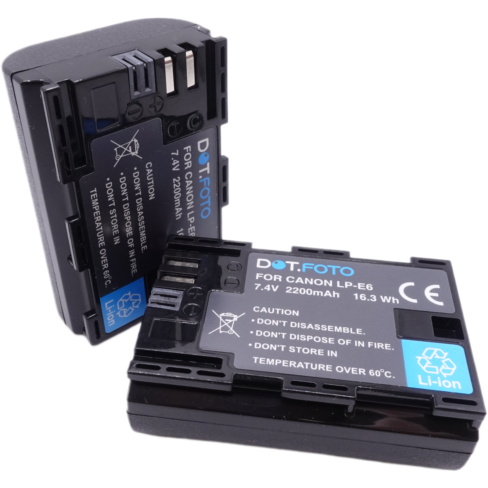 2x LP-E6 2200mAh Battery for Canon 5D Mk II/III 5DS R 6D 7D/7D Mk II 60D 70D