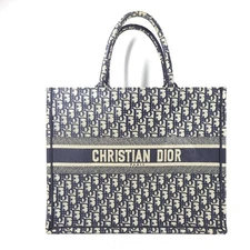 Christian Dior Large Book Tote Blue Dior Oblique Embroidery (42 x 35 x 18.5 cm)