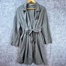 ASTR The Label Trench Dress Womens Small Sage Green Safari Open Front Tie Waist